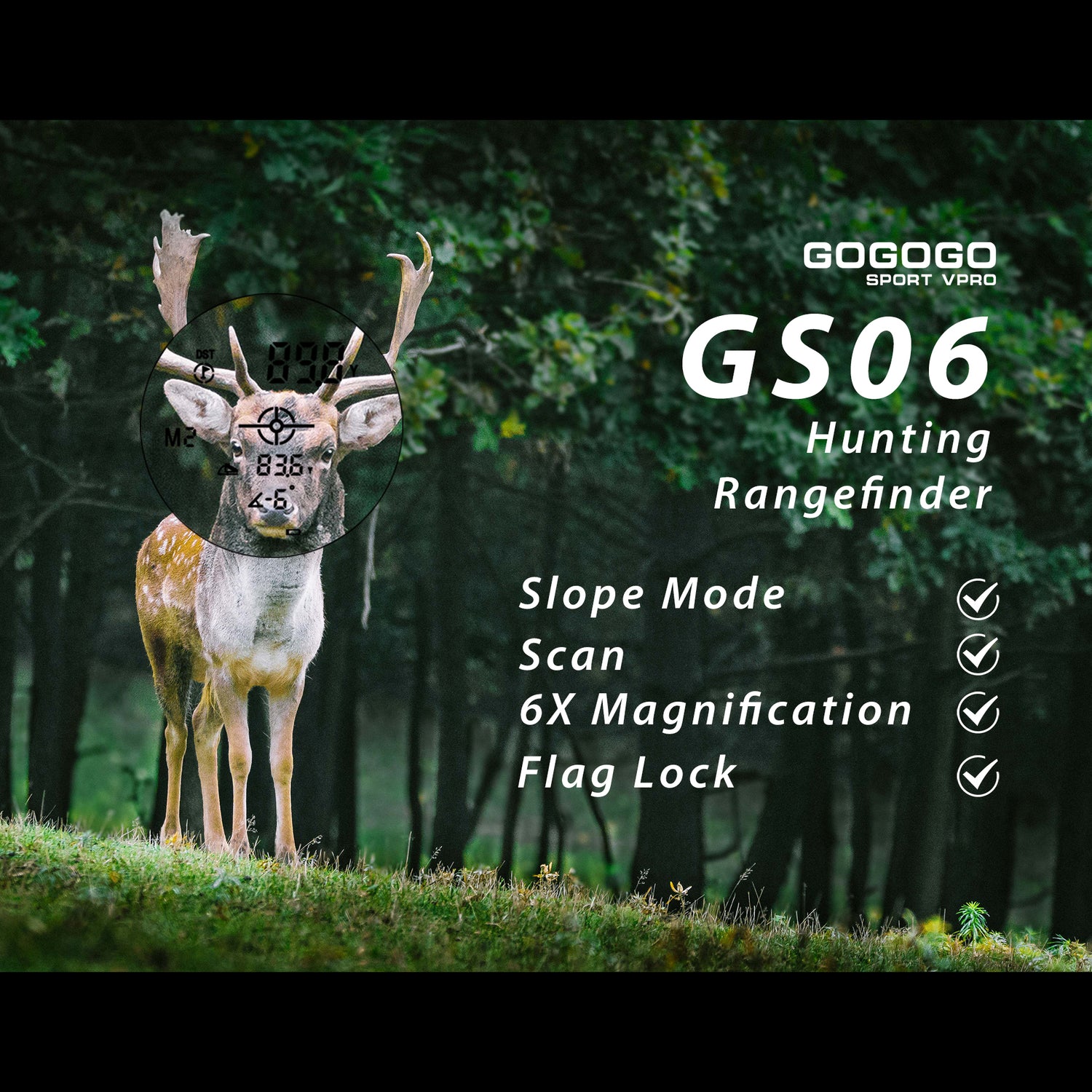 Gogogo Sport Vpro Red Display Laser Rangefinder for Hunting 1200 Yards 6X  Camo Range Finder GS03C 