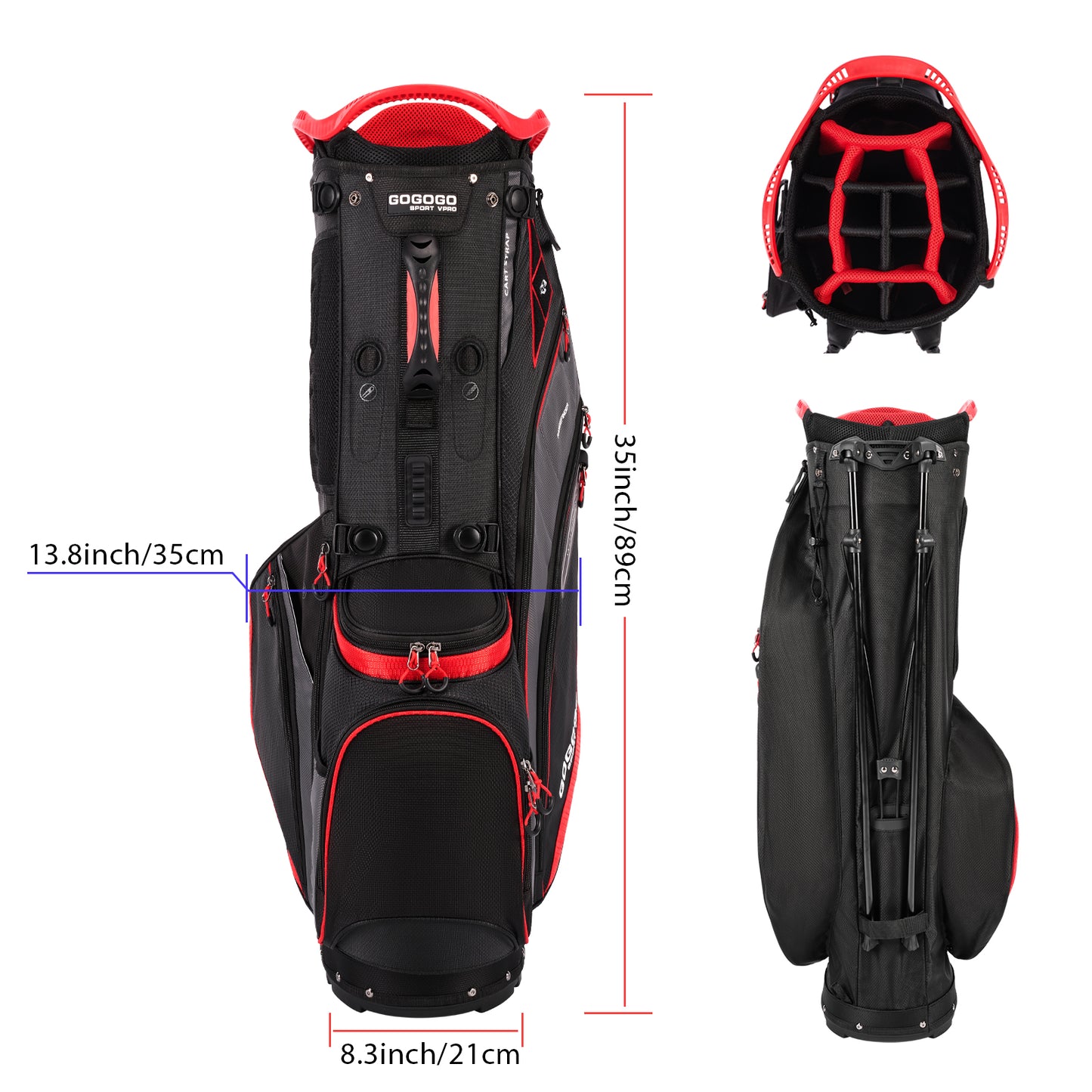 Gogogo Sport Vpro Golf Stand Bag 14 Way Top Full Length Dividers -Lightweight with Rain Cover